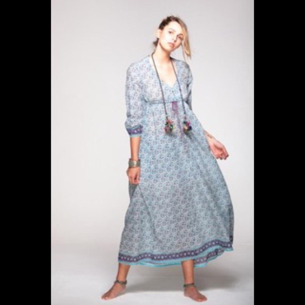 NWT GERALDINE BLUE COTTON HIPPY DRESS
